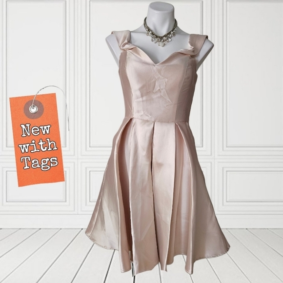 NWT/ Adora Champagne Mini Sleeveless Dress - Picture 1 of 6